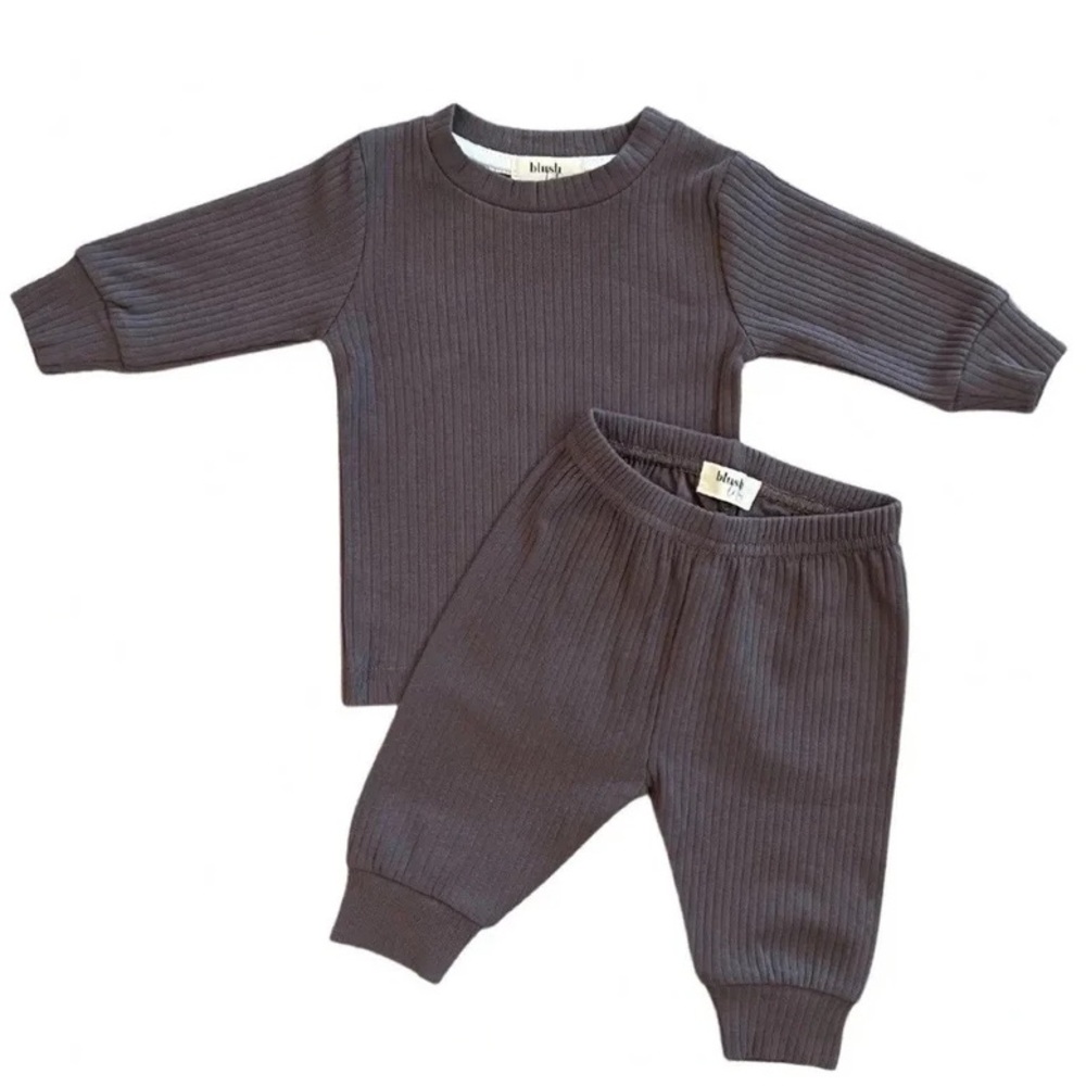 COAL | Blush Lotus ribbed organic baby toddler set